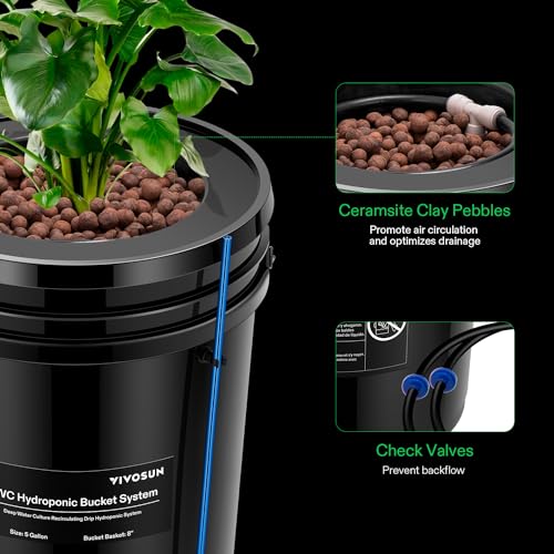 5-Gallon Deep Water Culture Hydroponics Grow System with Air Pump and Air Stone C989