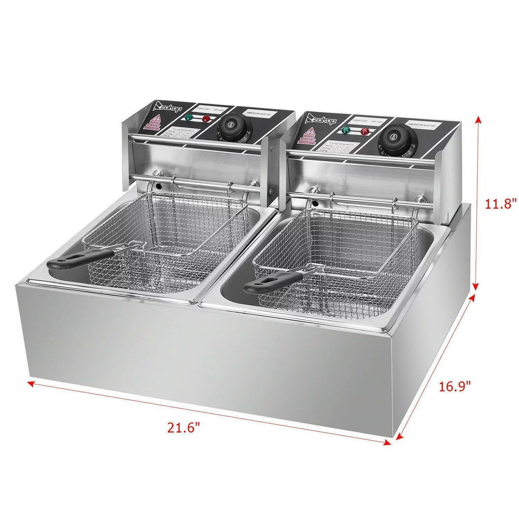 5000W 12L Stainless Steel Electric Deep Fryer with 2 Fry Baskets Z54250