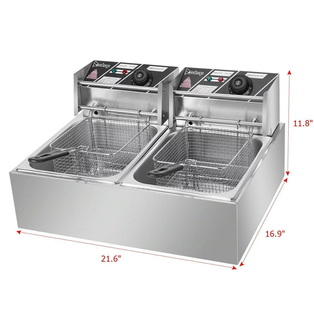 5000W 12L Stainless Steel Electric Deep Fryer with 2 Fry Baskets Z54250