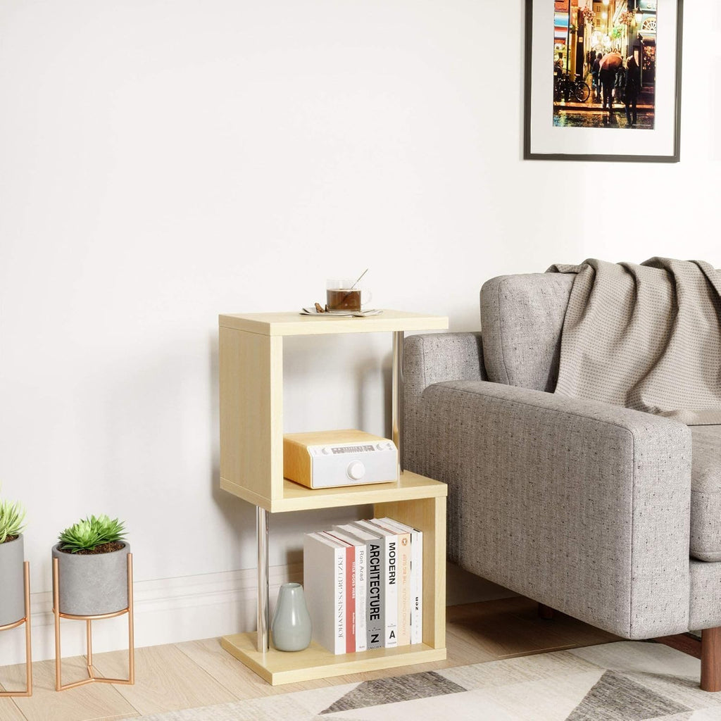 3-Tier Geometric Bookshelf with Metal Frame D798