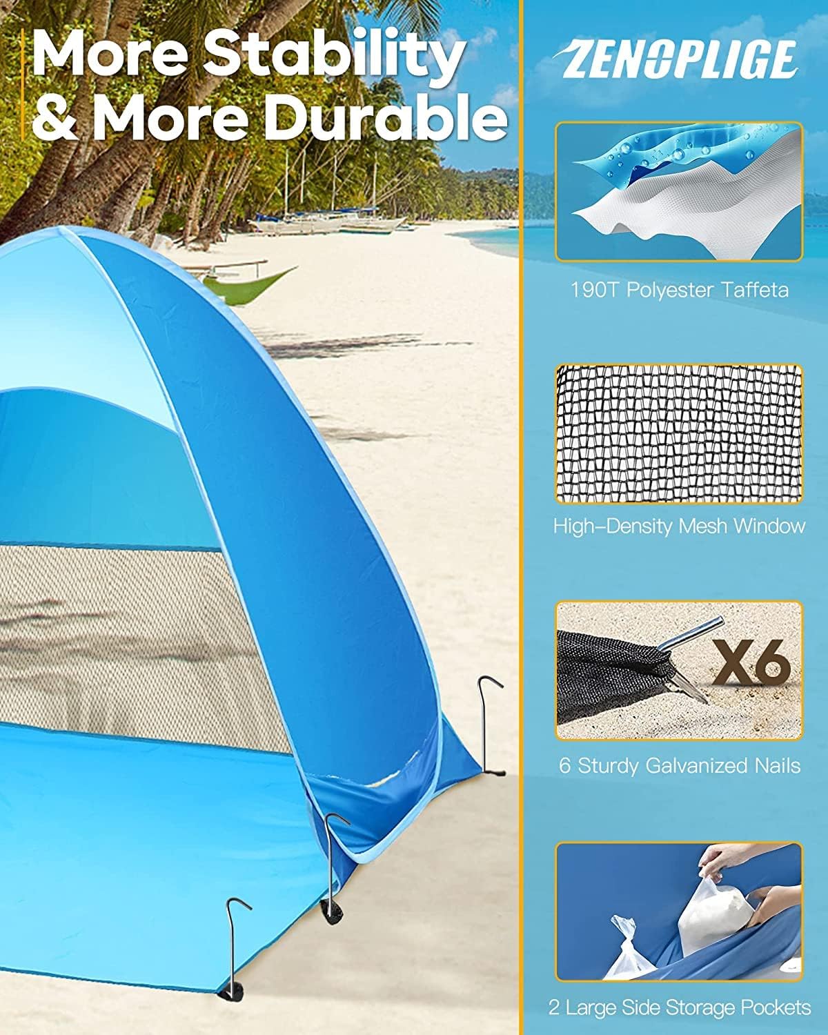 Pop Up Beach Tent, UPF 50+, Waterproof, with Carry Bag I198
