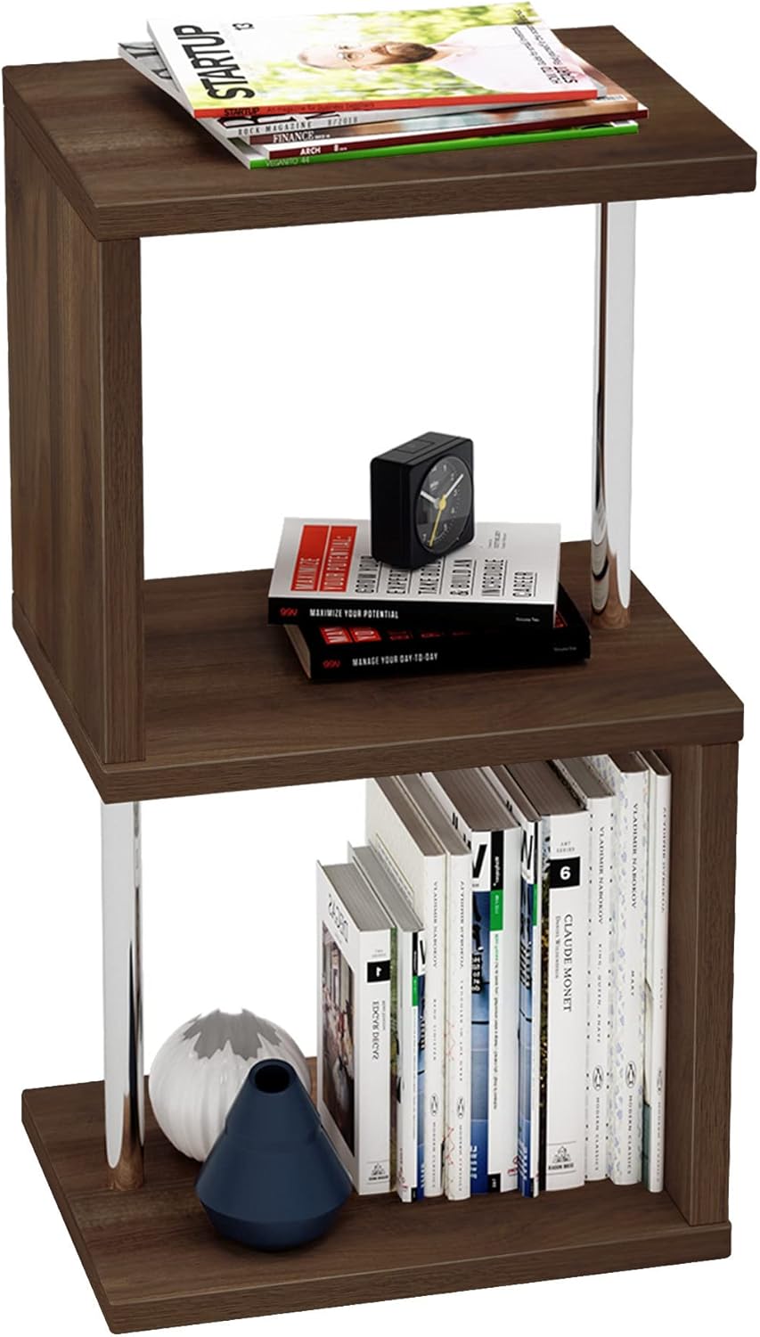 3-Tier Geometric Bookshelf with Metal Frame D798