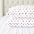 King Flannel Sheets - 4-Piece 100% Turkish Cotton, Red Stars, Deep Pocket R964