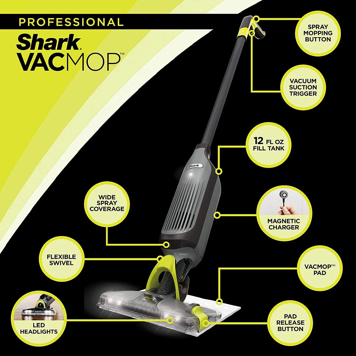Charcoal Gray Cordless Hard Floor Vacuum Mop W287243