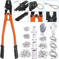 132Pcs Wire Rope Crimping Tool with Crimp Ferrules, Thimbles and Gloves C100376