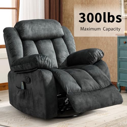 Grey Fabric Manual Swivel Rocker Recliner Chair Z481749