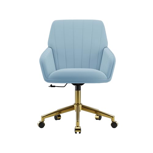 Cream Velvet Height Adjustable Swivel Desk Chair with Wheels C90085