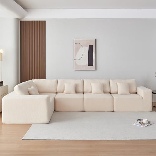Oversized Modular Sectional Sofa Set, Gray Sherpa Fabric T35851