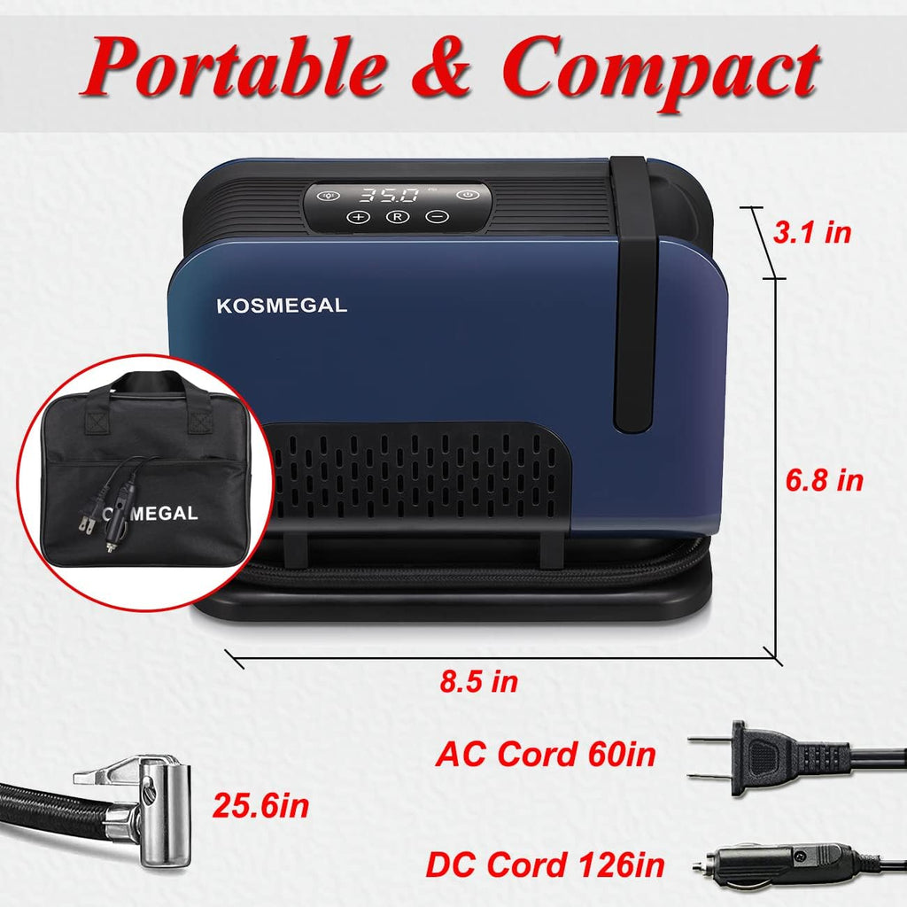 Blue Portable Tire Inflator Air Compressor with Digital Pressure Gauge J322244
