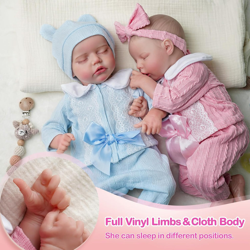17 Inch Realistic Reborn Baby Dolls Twins Soft Body Poseable Limbs W393