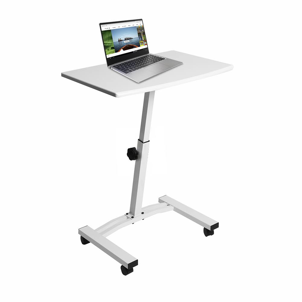 Mobile Height-Adjustable Laptop Desk Cart, White D17502