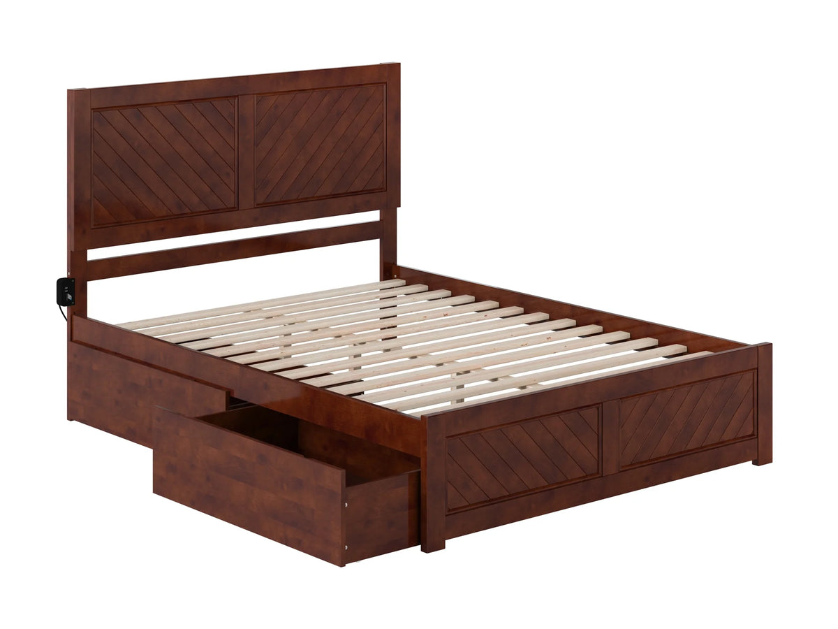Queen Solid Wood Platform Bed with Storage Drawers T385278