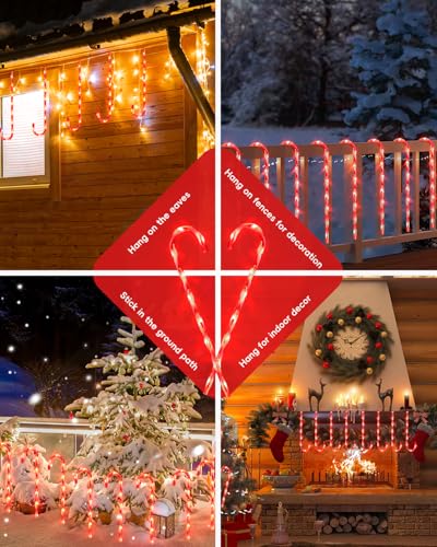 24 Pack Solar Christmas Candy Cane Lights with 168 Warm Lights U761