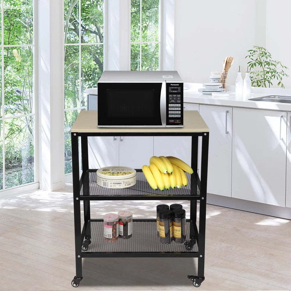 White 3-Tier Metal Rolling Kitchen Cart W656844