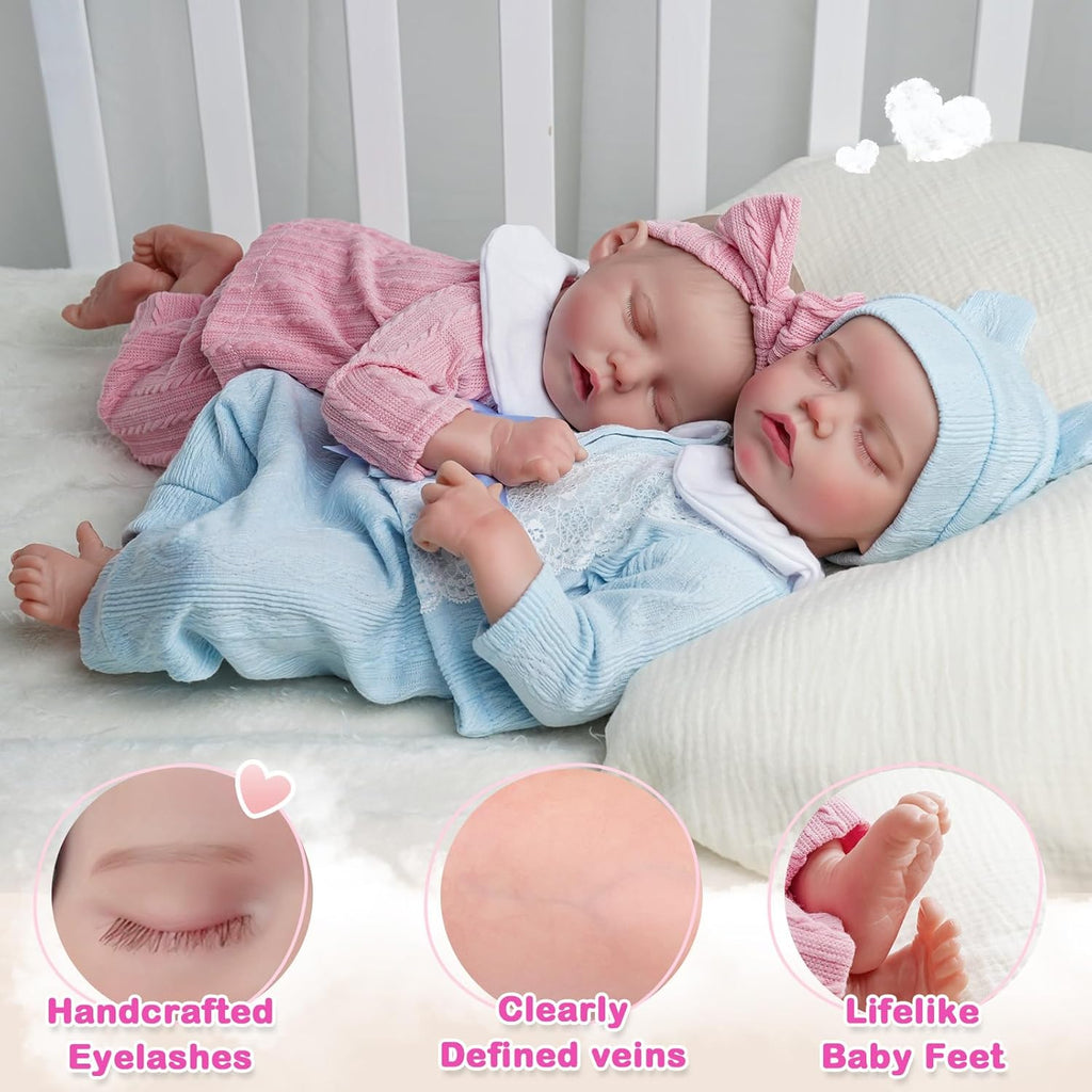 17 Inch Realistic Reborn Baby Dolls Twins Soft Body Poseable Limbs W393