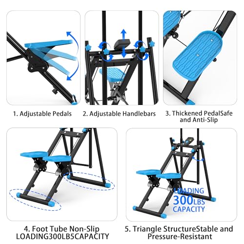 Stair Stepper with Adjustable Handlebar & Pedals, 330LBS Loading Capacity H9108