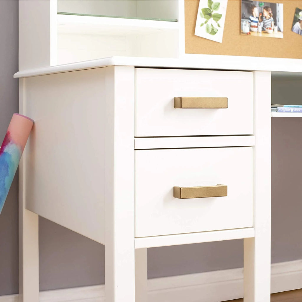 White Desk Hutch and Chair with Drawers O989170