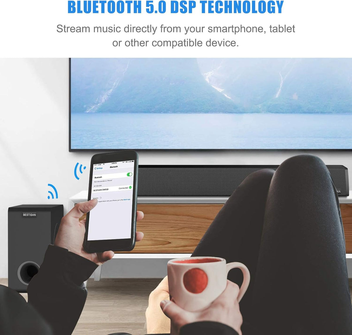 6.5'' Bluetooth Black Powered Subwoofer Y5379