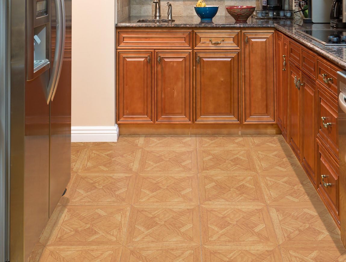 Light Oak Diamond Parquet Pattern 20 Tiles 12" x 12" Self Adhesive Vinyl Floor Tiles C60883