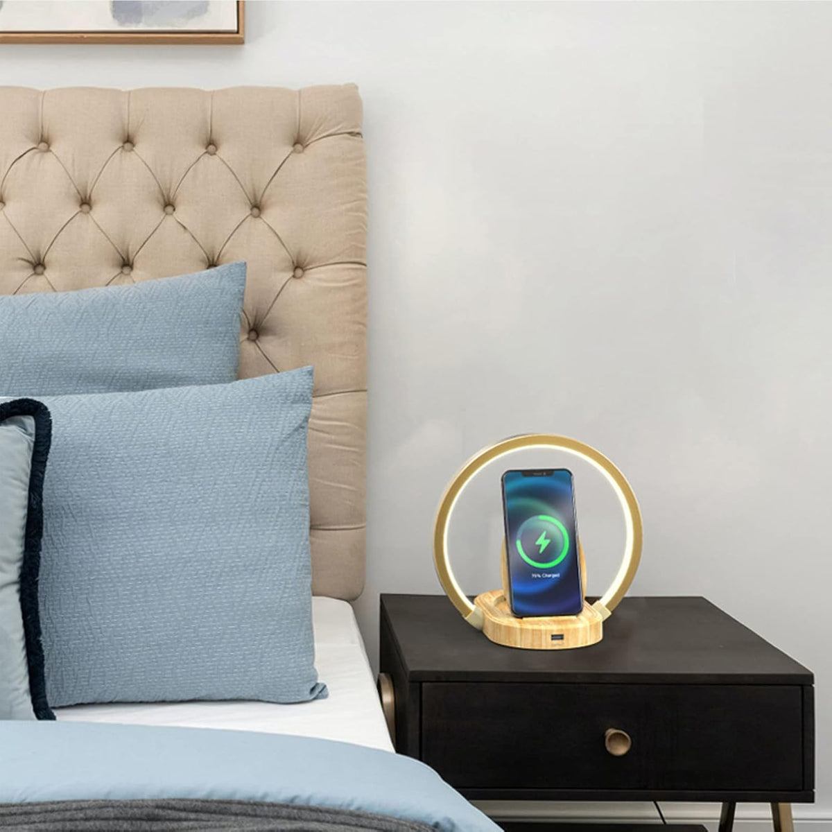 LED Wood Table Lamp with 3 Brightness Levels J533