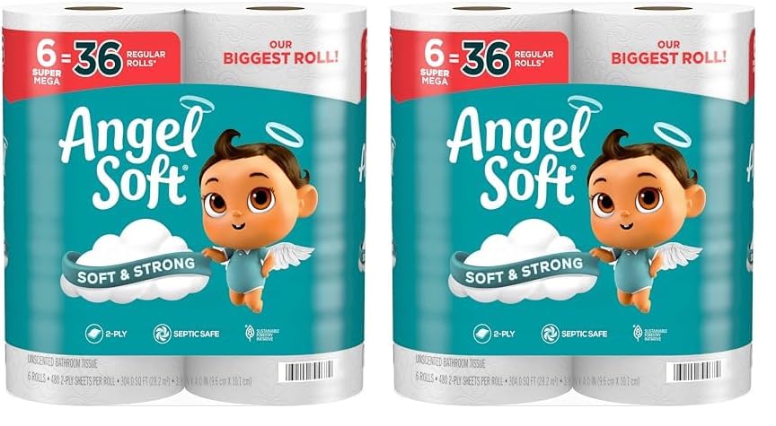 6 Super Mega Rolls Toilet Paper (Pack of 2) Z155