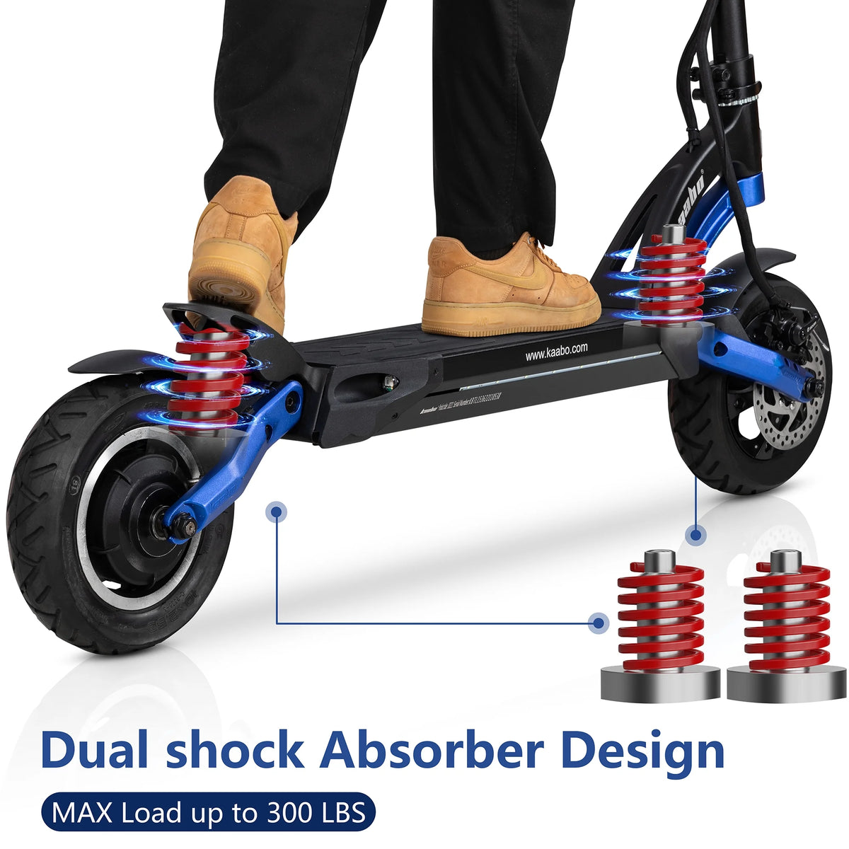 Blue Electric Scooter with 25 Miles Range, 19 MPH, 500W Motor, 10 inch Wheels X909