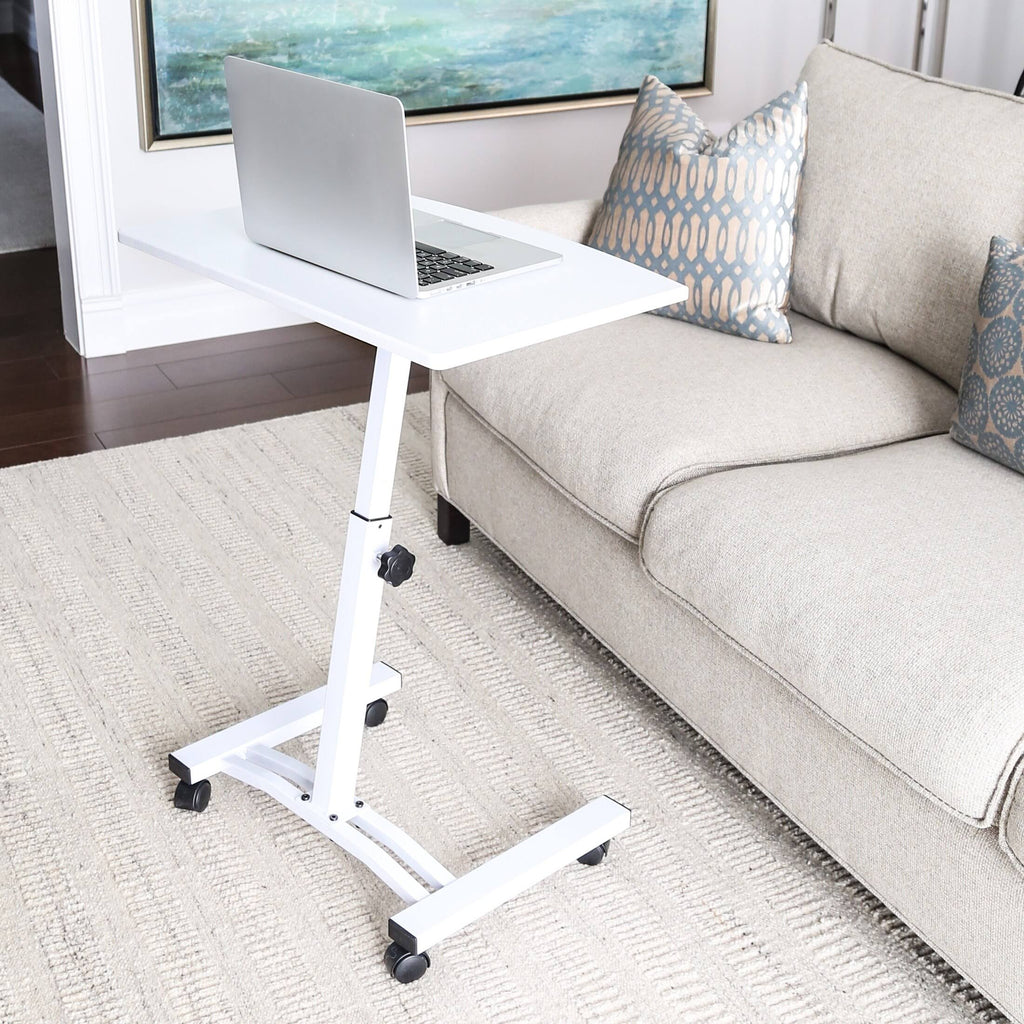 Mobile Height-Adjustable Laptop Desk Cart, White D17502