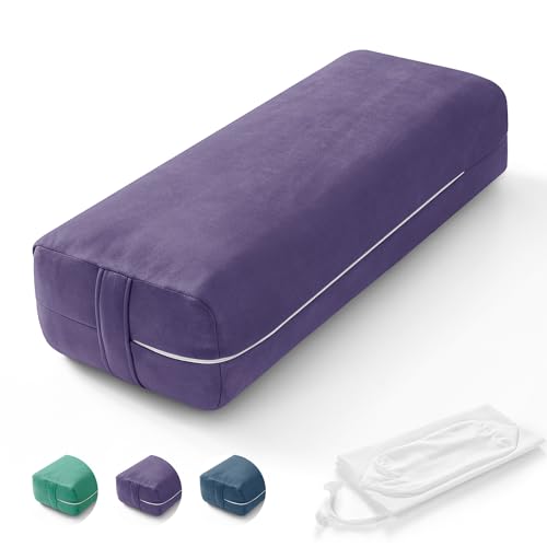 Rectangular Yoga Bolster Pillow with Washable Suede Cover, 27"X10"X5.5" W11893