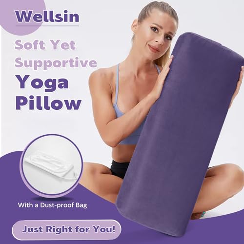 Rectangular Yoga Bolster Pillow with Washable Suede Cover, 27"X10"X5.5" W11893
