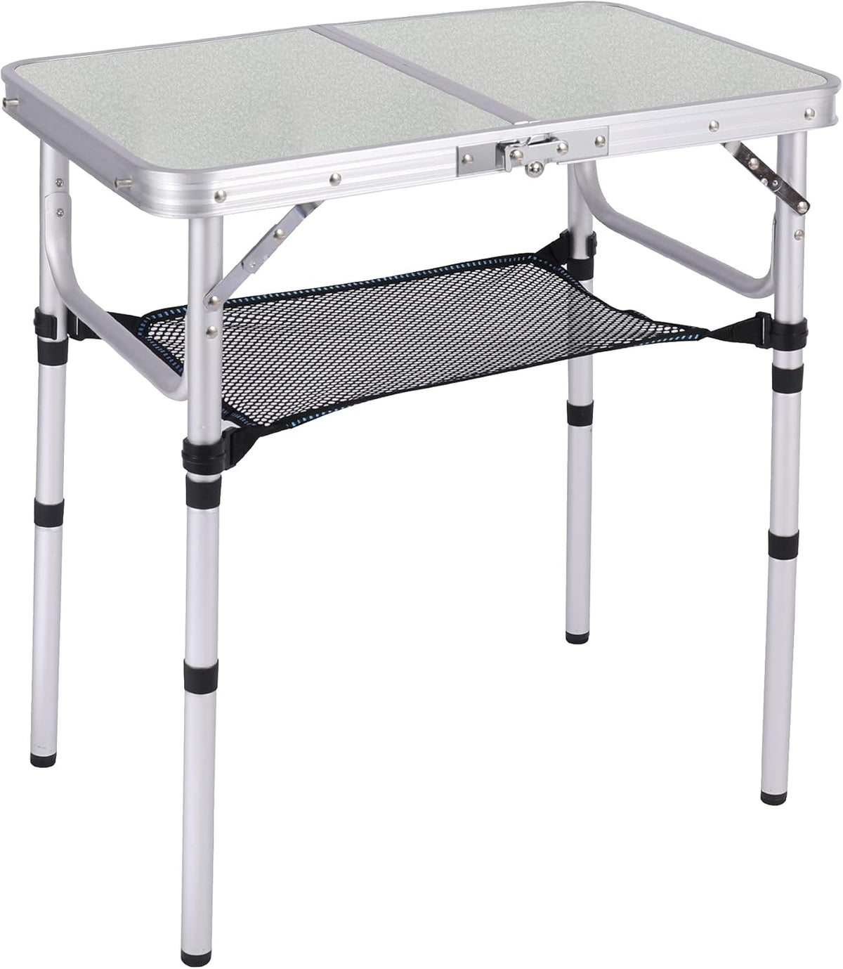2.5 Foot Adjustable Folding Camping Table with Mesh Storage Organizer K665238