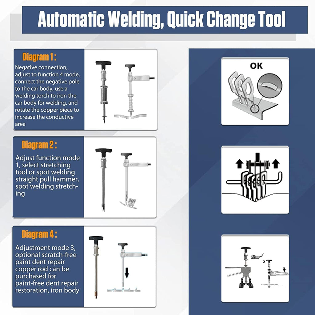 110V 1600W 7 Modes Stud Welder Dent Repair Kit A152954