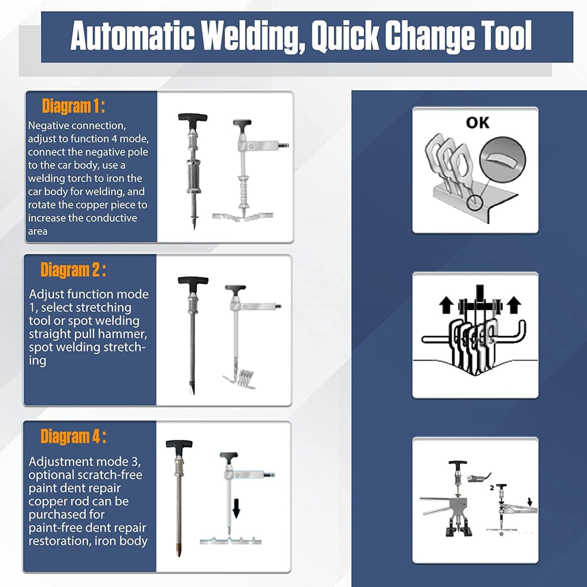 110V 1600W 7 Modes Stud Welder Dent Repair Kit A152954