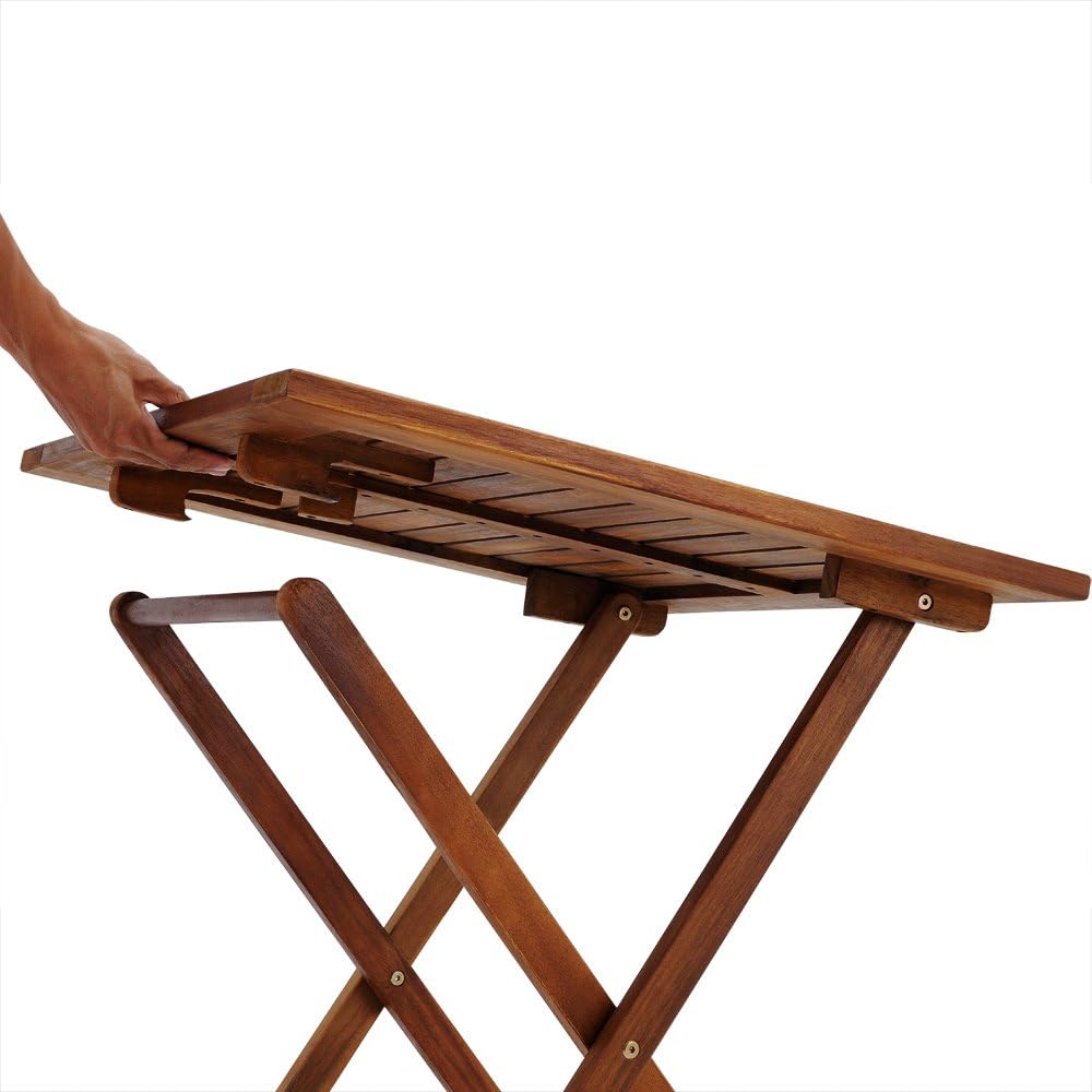 Wooden 3-Piece Bistro Set Folding Chairs and Square Acacia Wood Coffee Table O9322