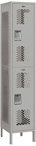 2 Tier 1 Wide Gray Gym Locker, 78 inch H x 15 inch W x 18 inch D T5935