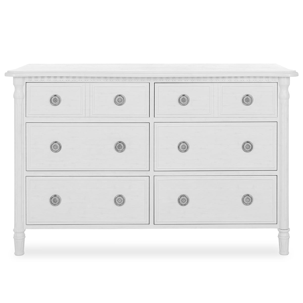 White 6 Drawer Double Dresser J618