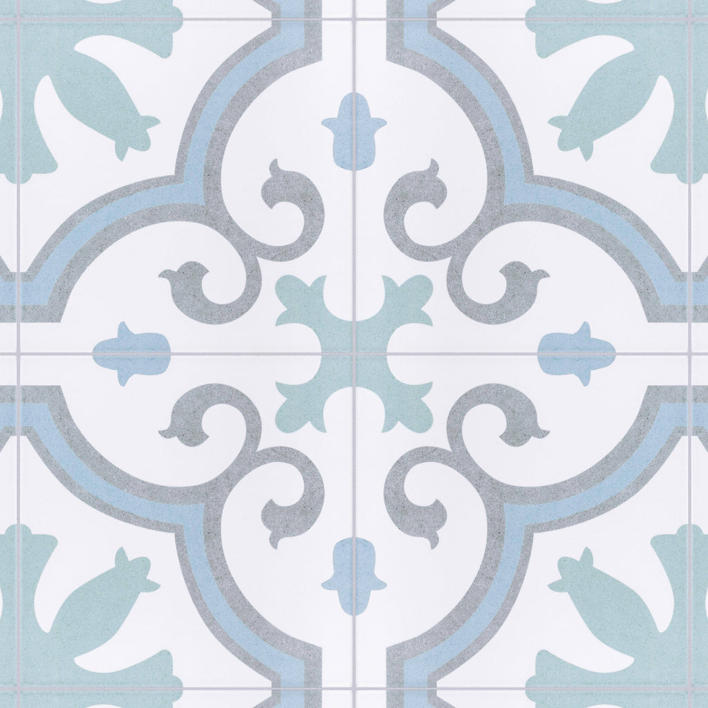 Aqua Encaustic Porcelain Floor and Wall Tile G19887