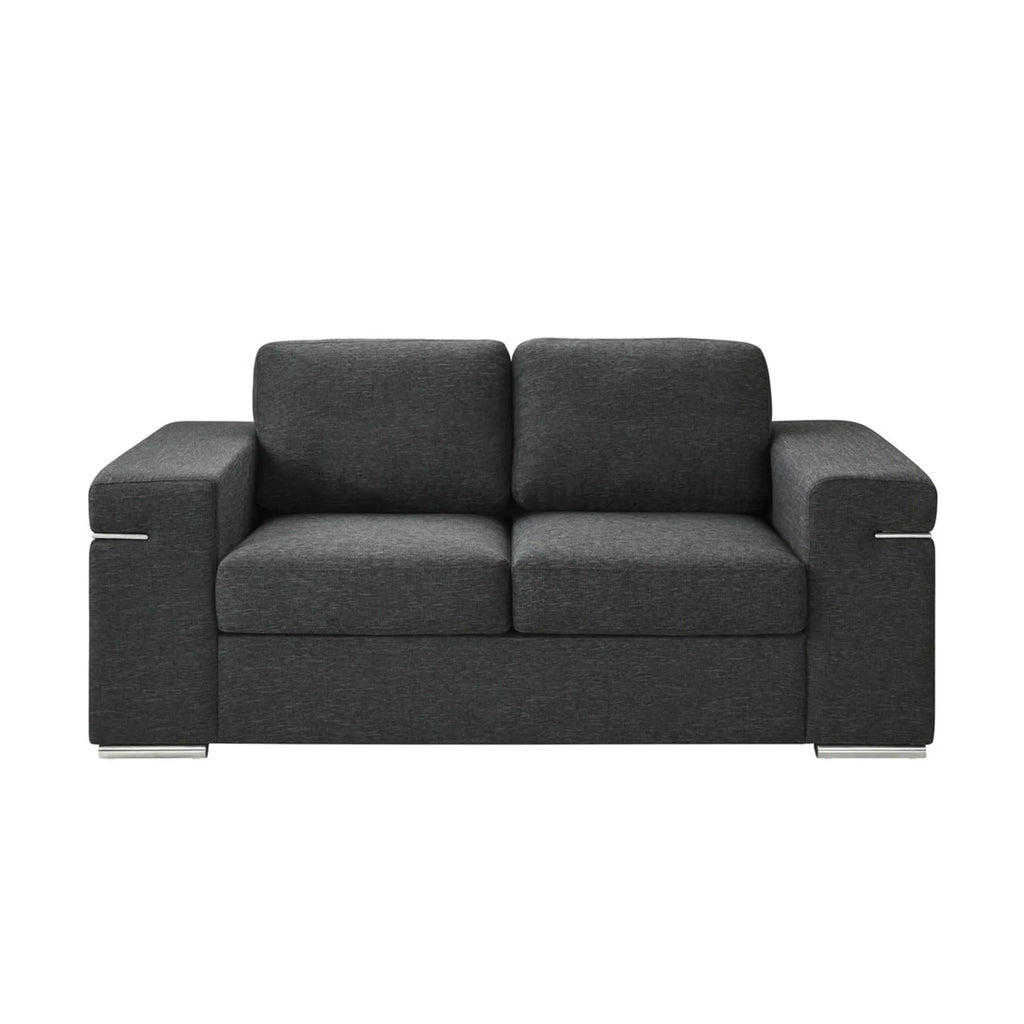 Black Linen Fabric Loveseat F4300