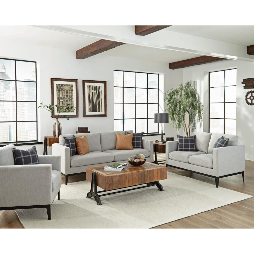 Light Gray 3-piece Fabric Living Room Set V194747