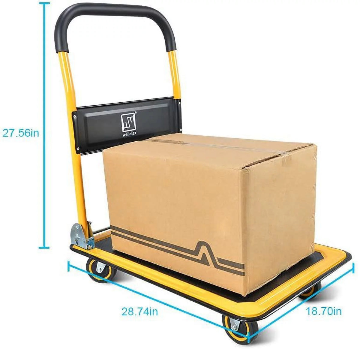 Yellow Foldable Push Cart Dolly with 360 Degree Swivel Wheels R80621