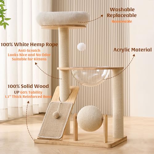 Cat Tree Tower with Scratching Post, Hammock and Top Bed R6610