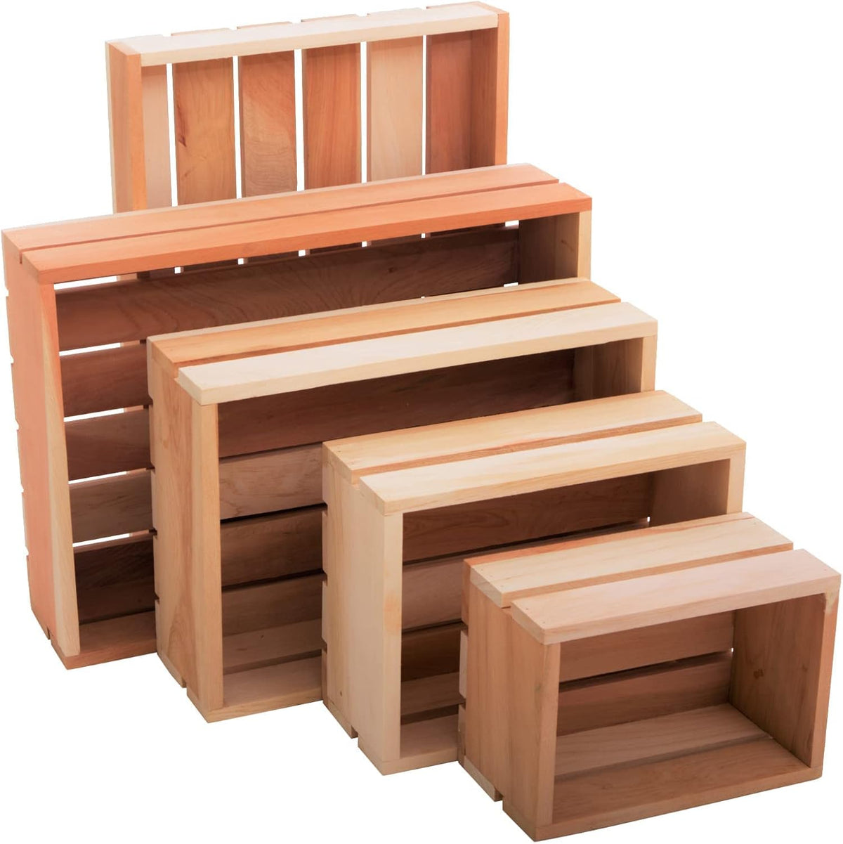 Rustic Wood Crates, Set of 3, Dark Brown I888