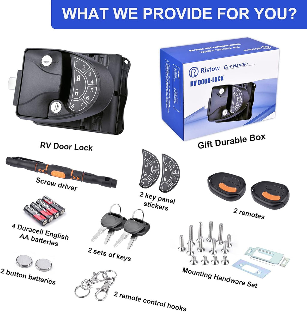 RV Keyless Entry Door Lock with Key Fobs and Backlit Keypad W51443