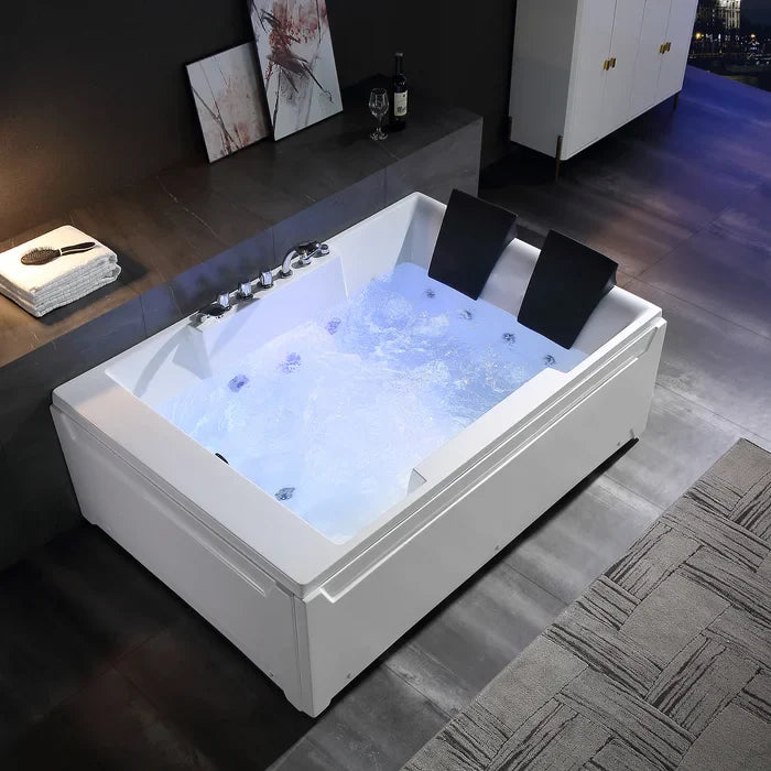 72 Whirlpool Alcove Bathtub with Faucet and LED Lights K6564