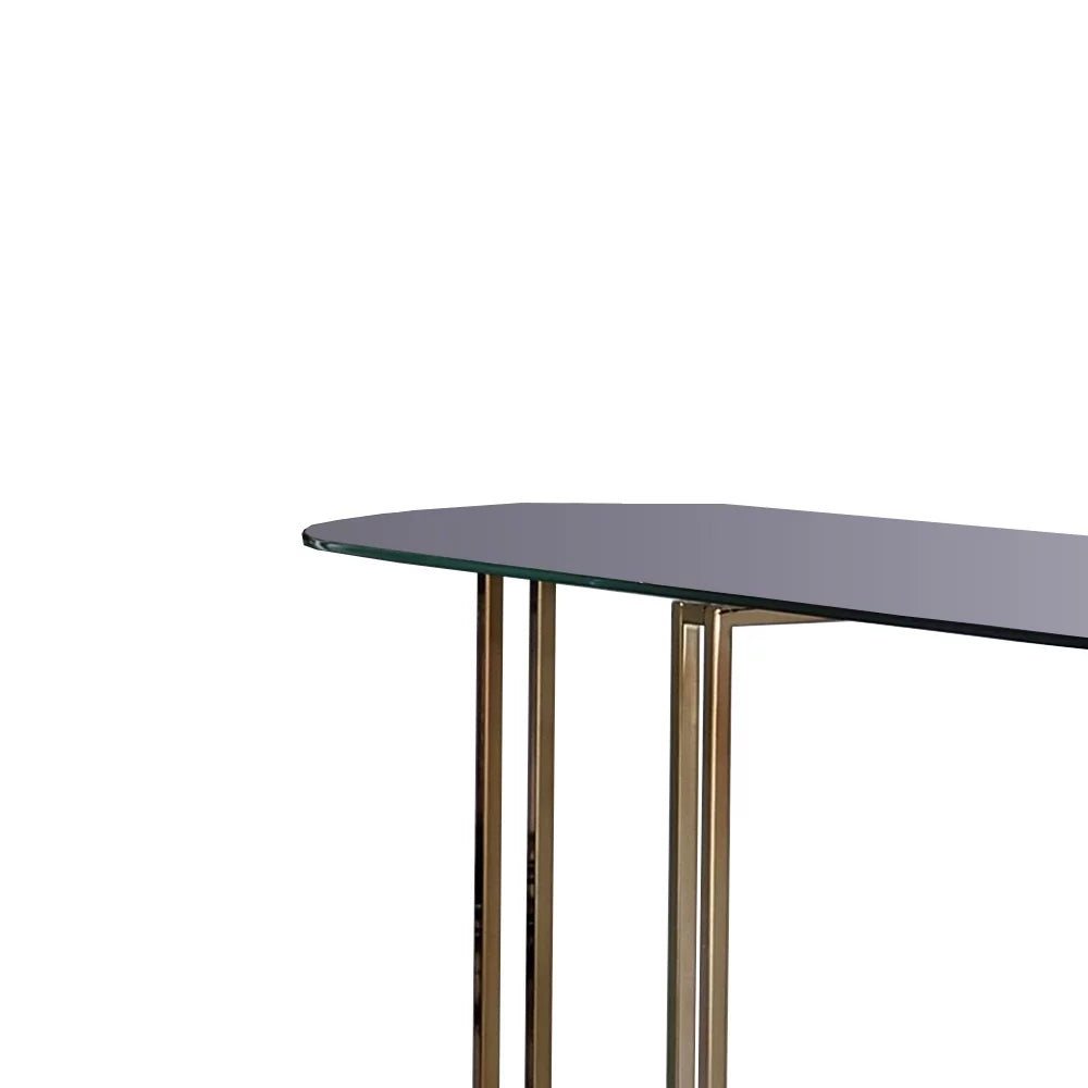 Sofa Table with Glass Top and Glass Shelf Q447275