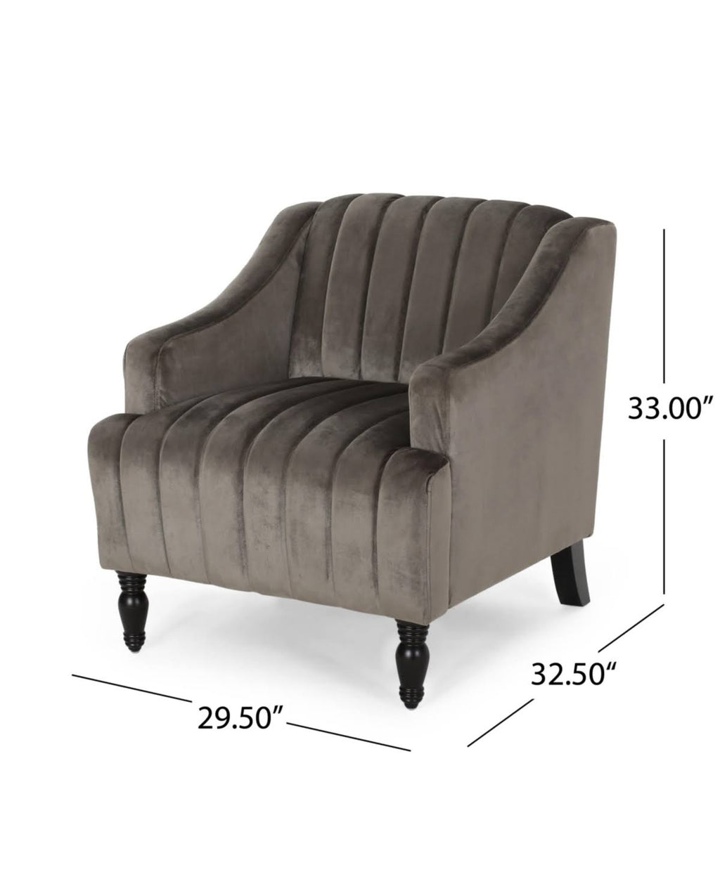 Gray and Dark Brown Velvet Club Chair H5120
