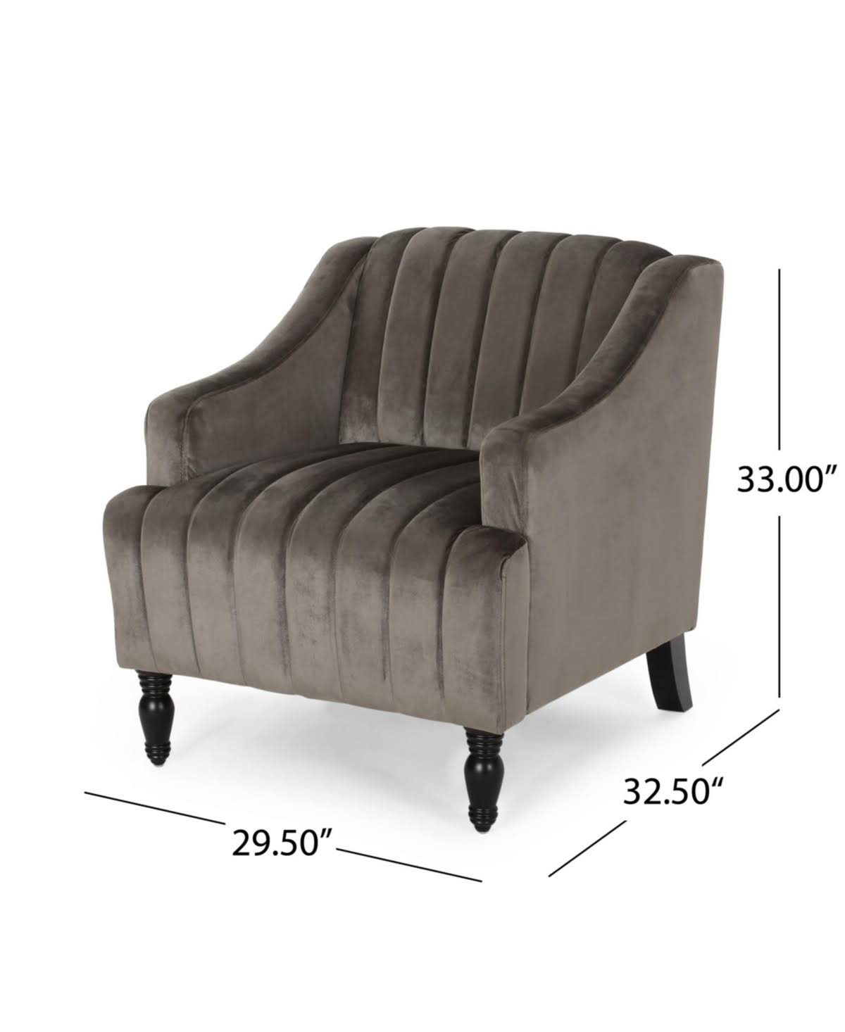 Gray and Dark Brown Velvet Club Chair H5120