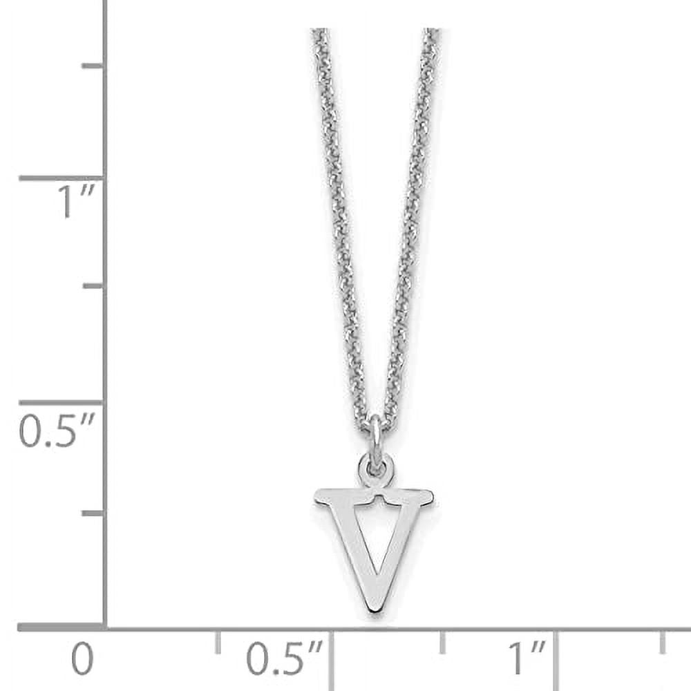 10K White Gold Letter V Initial Pendant with Chain G6847