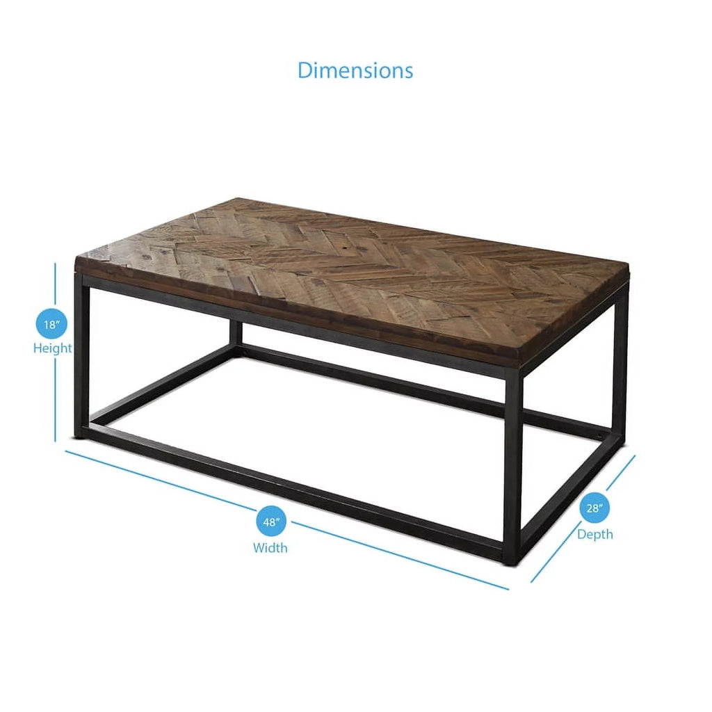 Distressed Brown Wood and Nickel Coffee Table K724366