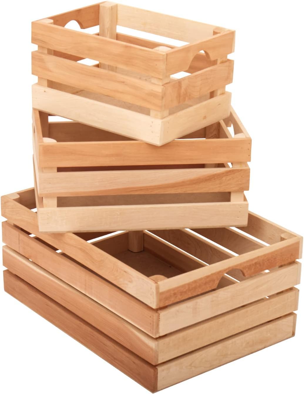 Rustic Wood Crates, Set of 3, Dark Brown I888