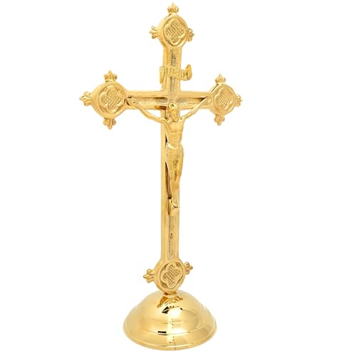 Brass Catholic Crucifix 12.5 by 7 Inches R4736